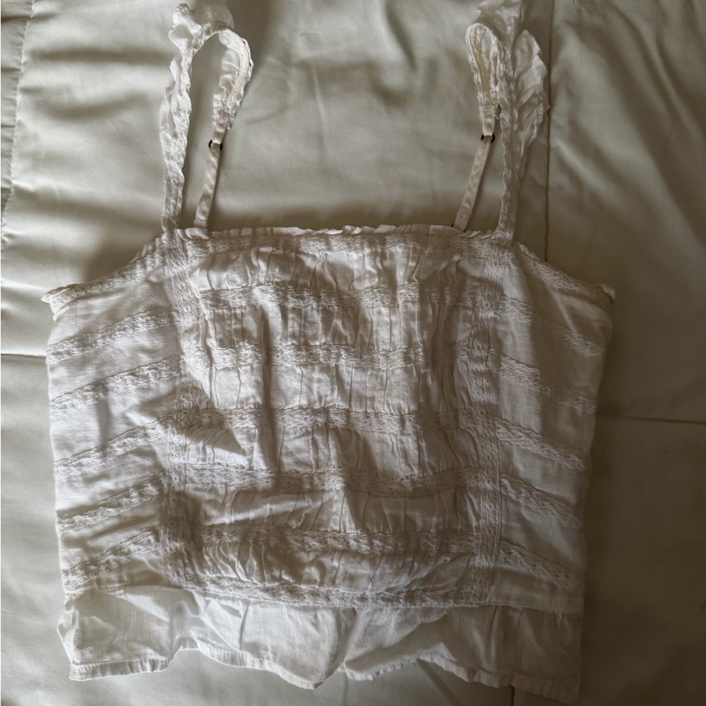 Abercrombie & Fitch Cream Smocked Top